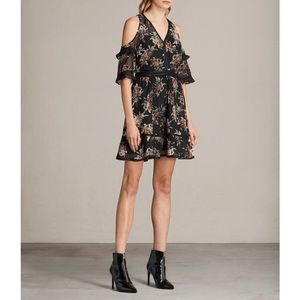 All Saints Black Floral Mini Dress